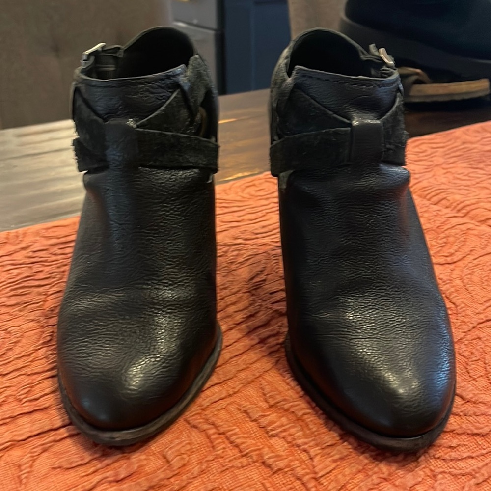 Frye black leather booties
